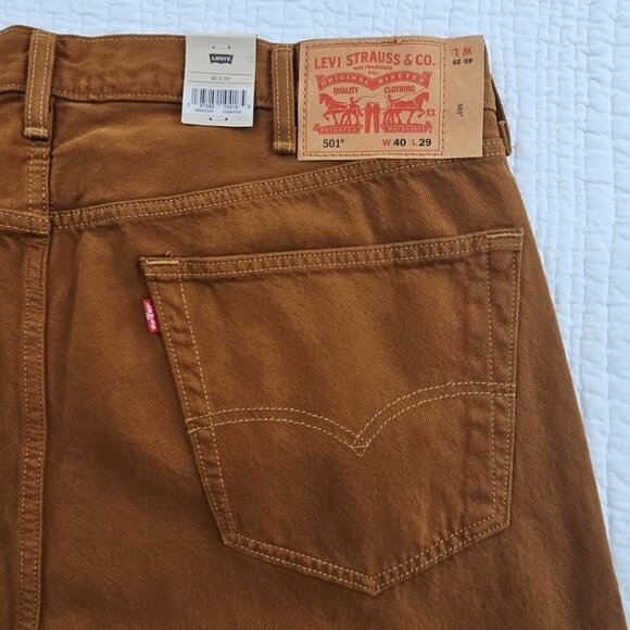 Levi's 501 Original Jeans Men's 40x29 Stretch Rust Brown Button Fly NWT Classic - Picture 4 of 16